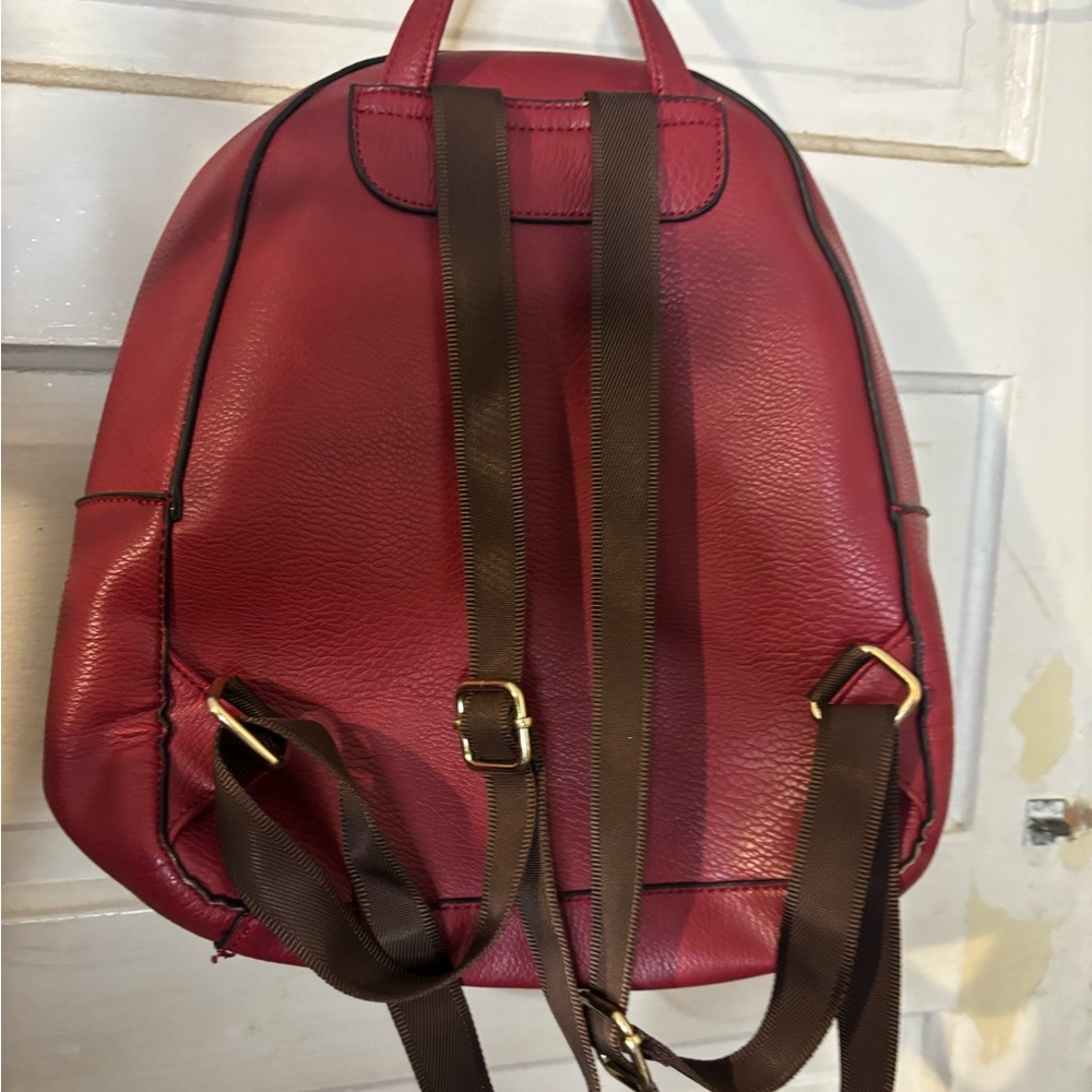 Michael Kors Burgundy Leather Backpack - Picture 2 of 5